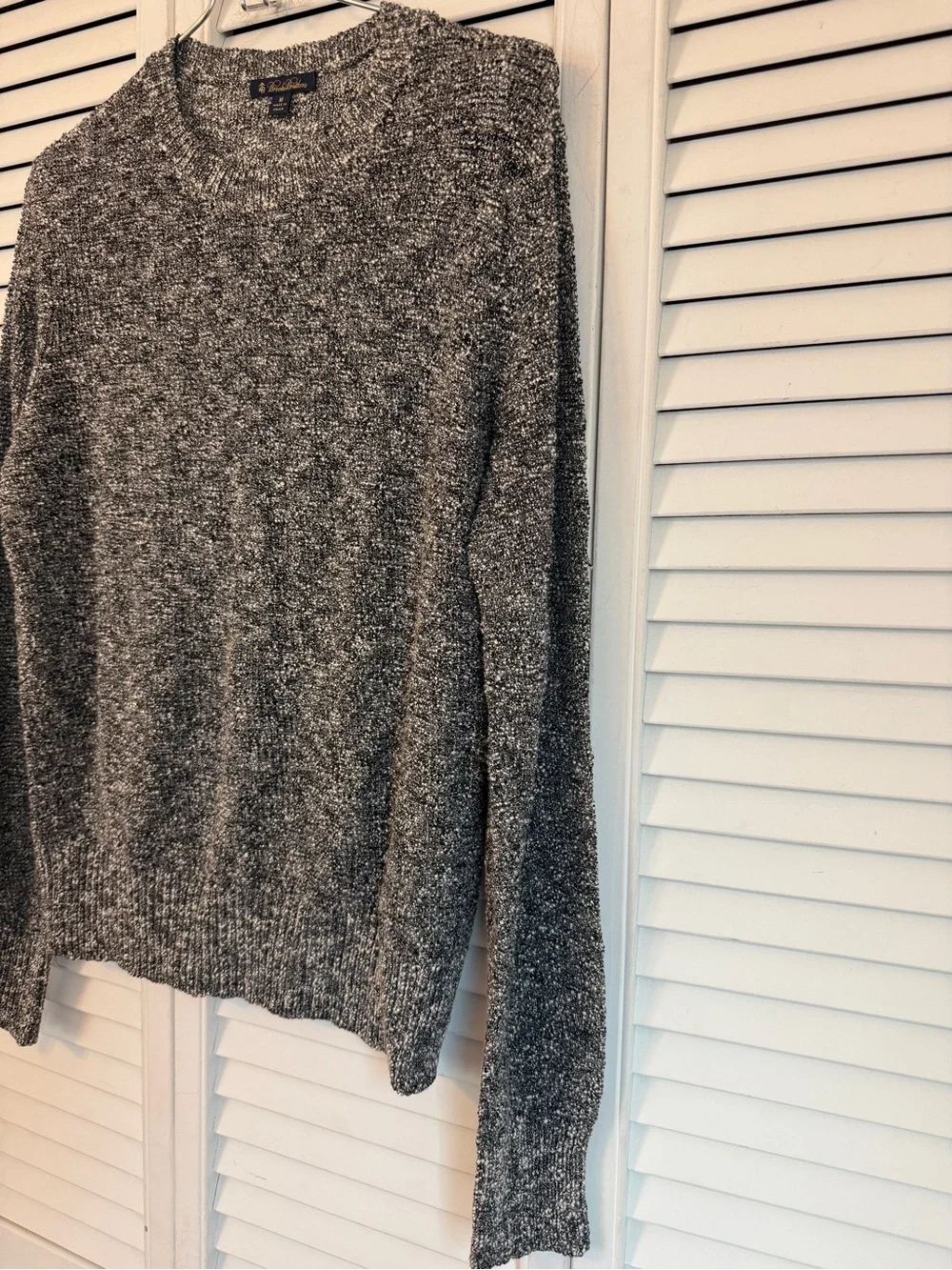 Brooks Brothers Womens Crewneck Swwater Metallic Silver Shimmer Evening Coastal